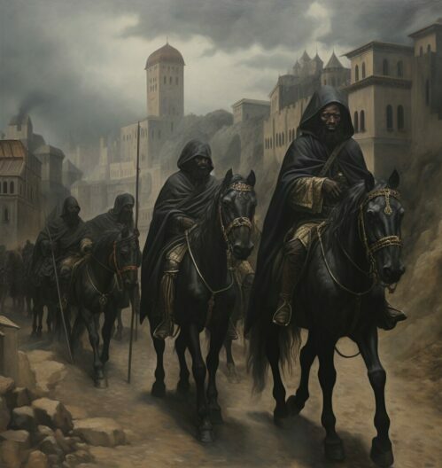 An illustration of Moors and Hebrews leaving Iberia modern day Spain