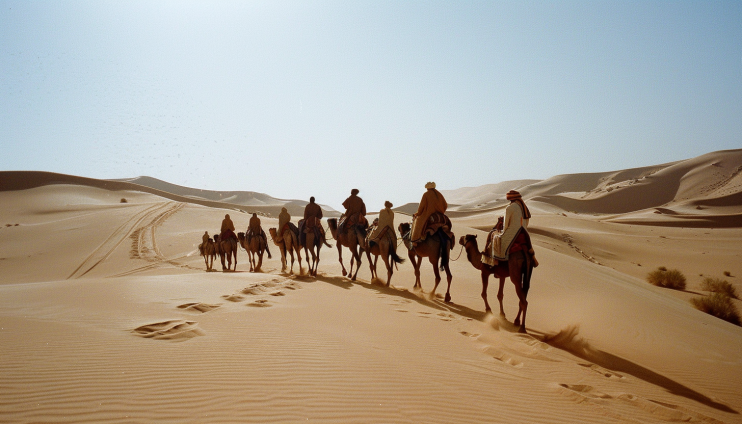 a berber caravan traveling across the sahara